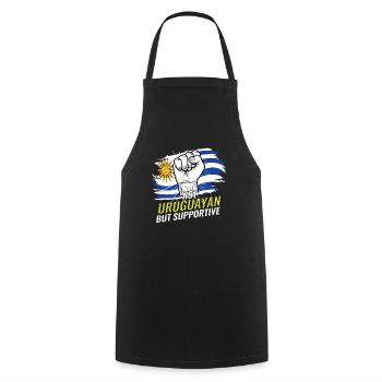 Not Uruguayan But Supportive Uruguay Flag Country - Cooking Apron - black - Front - AI Model Male 185 dark (185cm)