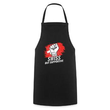 Pas suisse mais favorable Suisse Pays du drapeau - Tablier de cuisine - noir - Devant - AI Model Male 185 dark (185cm)