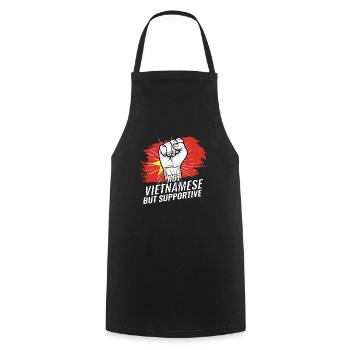 Not Vietnamese But Supportive Vietnam Flag - Cooking Apron - black - Front - AI Model Male 185 dark (185cm)