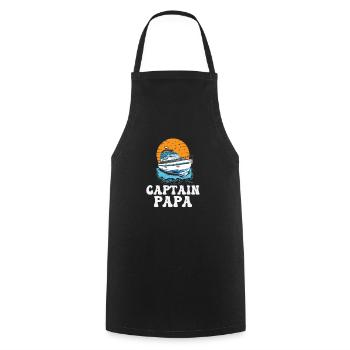 Captain Papa Pontoon King Motorboat Owner - Cooking Apron - black - Front - AI Model Male 185 dark (185cm)