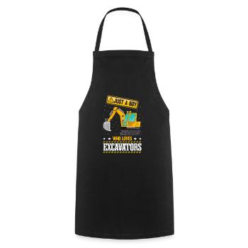 Just A Boy Who Loves Excavators - Cooking Apron - black - Front - AI Model Male 185 dark (185cm)