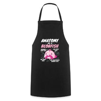 Costume de Blobfish - Visage de poisson Blob laid - - Tablier de cuisine - noir - Devant - AI Model Male 185 dark (185cm)