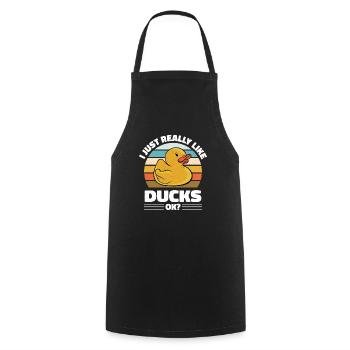 Retro Duckling Vintage I Just Really Like Rubber D - Cooking Apron - black - Front - AI Model Male 185 dark (185cm)