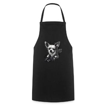 Chihuahua | Aloha Ukulélé Hawaï Guitare Chien - Tablier de cuisine - noir - Devant - AI Model Male 185 dark (185cm)