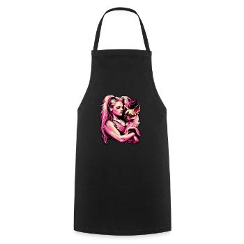 Pink Chihuahua | Fitness Girl Gym Sport Dumbbell - Cooking Apron - black - Front - AI Model Male 185 dark (185cm)
