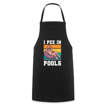 Ich Pinkle In Pools Lustige Pool -Begleiters - Kochschürze - Schwarz - Vorne - AI Model Male 185 dark (185cm)