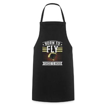 Né pour voler Forcé de travailler - Tablier de cuisine - noir - Devant - AI Model Male 185 dark (185cm)