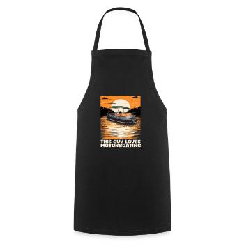 This Guy Loves Motorboating Pontoon King Funny - Kochschürze - Schwarz - Vorne - AI Model Male 185 dark (185cm)
