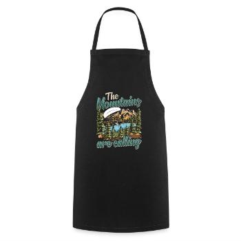 Mountaineering The Mountains are Calling - Cooking Apron - black - Front - AI Model Male 185 dark (185cm)