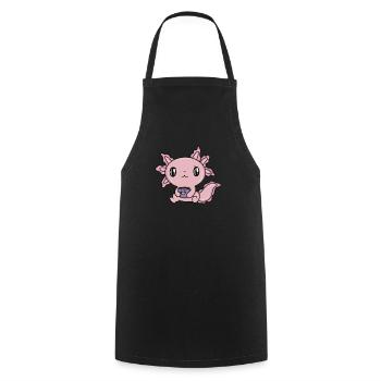 Coffee Cute Axolotl - Cooking Apron - black - Front - AI Model Male 185 dark (185cm)