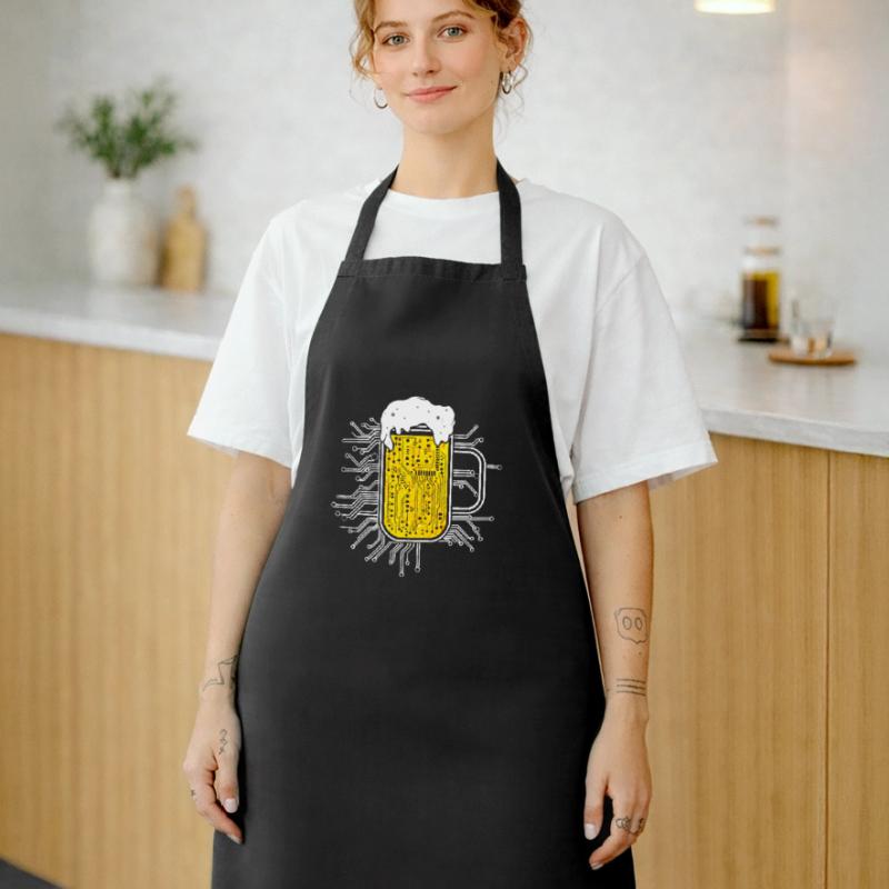 Computer Chip Beer Nerd CPU Computer Scientist Funny Tablier de cuisine
