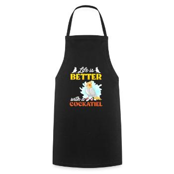 La vie est meilleure avec un Cockatiel Vogelfreund - Tablier de cuisine - noir - Devant - AI Model Male 185 dark (185cm)