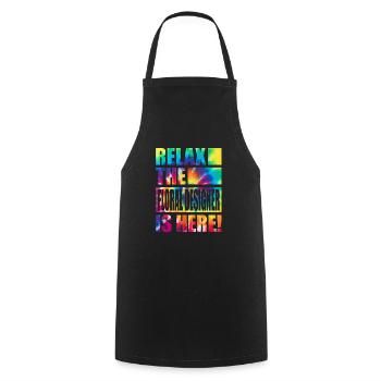 Floral Designer Funny Saying - Cooking Apron - black - Front - AI Model Male 185 dark (185cm)