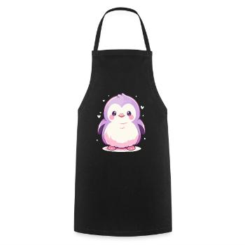 Cute Chibi Penguin - Cute Cartoon Design - Cooking Apron - black - Front - AI Model Male 185 dark (185cm)