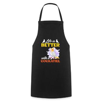 La vie est meilleure avec un Cockatiel Vogelfreund - Tablier de cuisine - noir - Devant - AI Model Male 185 dark (185cm)