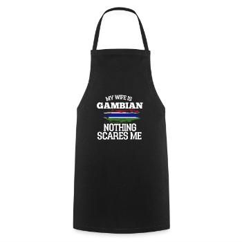 Gambie Épouse - Tablier de cuisine - noir - Devant - AI Model Male 185 dark (185cm)