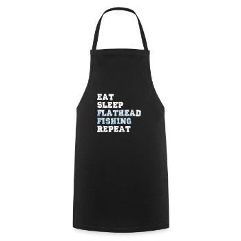Waller Angler Eat Sleep Flathead Fishing Repeat - Cooking Apron - black - Front - AI Model Male 185 dark (185cm)