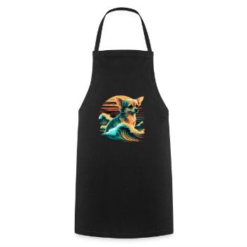 Chihuahua | Surf Cool Planche Surfeur Océan Chien - Tablier de cuisine - noir - Devant - AI Model Male 185 dark (185cm)