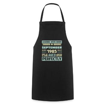 38th Birthday August Vintage 1985 Vintage - Cooking Apron - black - Front - AI Model Male 185 dark (185cm)