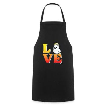 LOVE Cacatoès Perroquet Fan Kakaduu Oiseau Amoureux - Tablier de cuisine - noir - Devant - AI Model Male 185 dark (185cm)