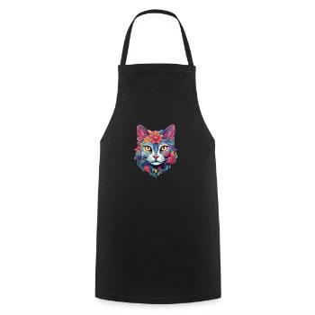 Katze Ästhetisches Blumen-Design - Kochschürze - Schwarz - Vorne - AI Model Male 185 dark (185cm)