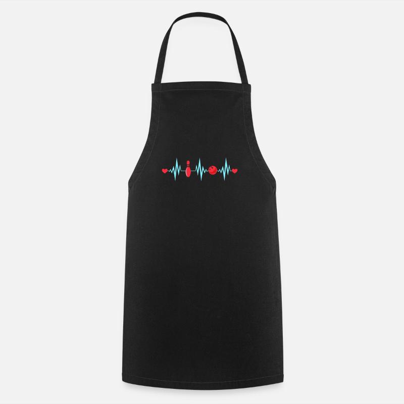 Bowling Coeur Palpitations Chemise melon Boule de bowling - Tablier de cuisine - noir