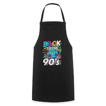 90er Jahre Mottoparty Back to the 90's Girl - Kochschürze - Schwarz - Vorne - AI Model Male 185 dark (185cm)