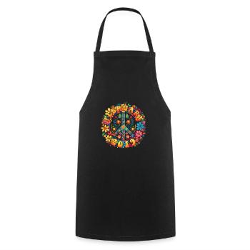 Flower Power Hippie Birthday - Février 2019 - Tablier de cuisine - noir - Devant - AI Model Male 185 dark (185cm)