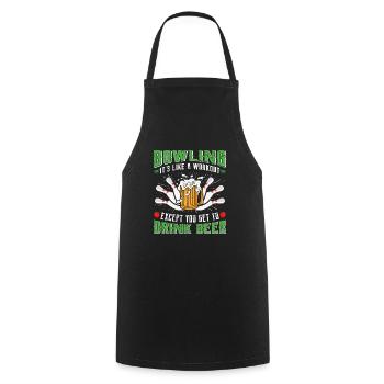 Bowling is like a Workout Biertrinker Bowler - Cooking Apron - black - Front - AI Model Male 185 dark (185cm)