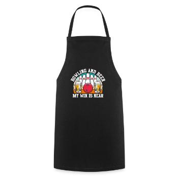 Bowling and Beer My Win is Near Bierfan - Cooking Apron - black - Front - AI Model Male 185 dark (185cm)