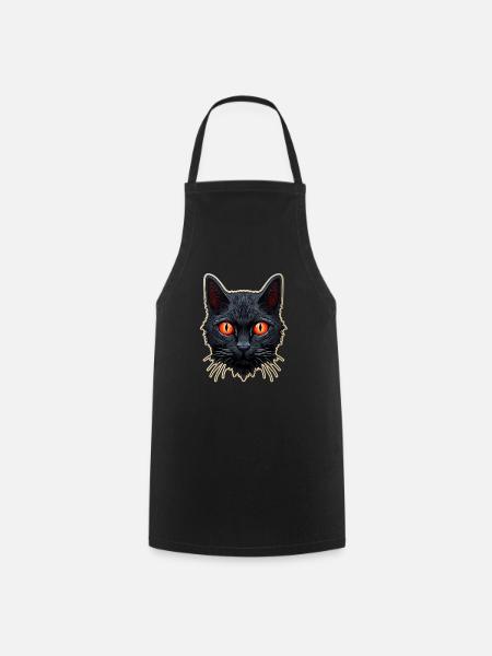 Schwarze Katze Halloween - Kochschürze - Schwarz
