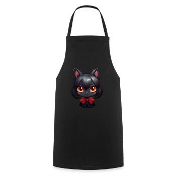 Schwarze Katze Kawaii - Kochschürze - Schwarz - Vorne - AI Model Male 185 dark (185cm)