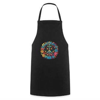 Flower Power Hippie Birthday - December 2010 - Cooking Apron - black - Front - AI Model Male 185 dark (185cm)