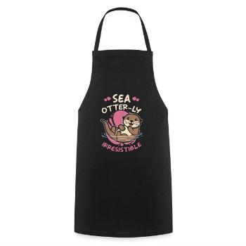 La loutre de mer dit un cadeau de loutre drôle - Tablier de cuisine - noir - Devant - AI Model Male 185 dark (185cm)