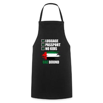 Passeport bagage Pas d’enfants Voyage de vacances à destination des Émirats arabes unis - Tablier de cuisine - noir - Devant - AI Model Male 185 dark (185cm)