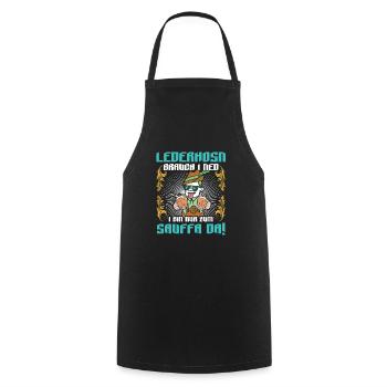Lederhosn Brauch I ned Bin zum Sauffn Da Bierfan - Kochschürze - Schwarz - Vorne - AI Model Male 185 dark (185cm)