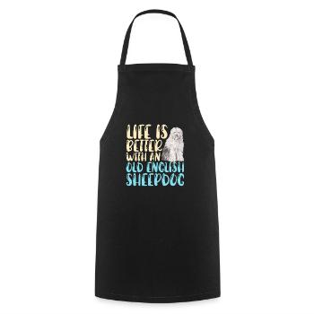 Old English Sheepdog Sheepie Bobtail - Cooking Apron - black - Front - AI Model Male 185 dark (185cm)