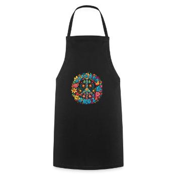 Flower Power Hippie Birthday - October 2002 - Cooking Apron - black - Front - AI Model Male 185 dark (185cm)