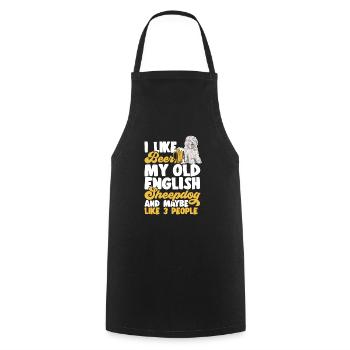 Old English Sheepdog Sheepie Bobtail - Cooking Apron - black - Front - AI Model Male 185 dark (185cm)