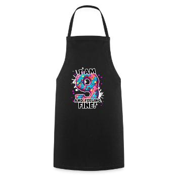 9e anniversaire Donut 9 ans fille disant - Tablier de cuisine - noir - Devant - AI Model Male 185 dark (185cm)