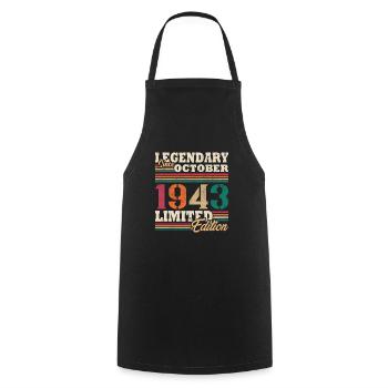 Vintage 1943 Octobre Cadeau Anniversaire Rétro - Tablier de cuisine - noir - Devant - AI Model Male 185 dark (185cm)