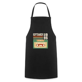28th Birthday September Vintage 1995 Vintage - Cooking Apron - black - Front - AI Model Male 185 dark (185cm)