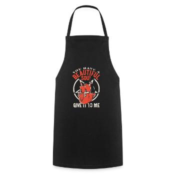 Satan Tu as une belle âme Donnez-le-moi - Tablier de cuisine - noir - Devant - AI Model Male 185 dark (185cm)