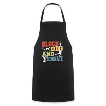 Volleyball Sports Block Dig And Dominate Spiker Se - Kochschürze - Schwarz - Vorne - AI Model Male 185 dark (185cm)