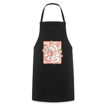 Kitsune Japon Anime Kawaii Peach Milk - Tablier de cuisine - noir - Devant - AI Model Male 185 dark (185cm)