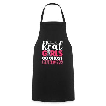 De vraies filles partent à la chasse aux fantômes à Halloween - Tablier de cuisine - noir - Devant - AI Model Male 185 dark (185cm)