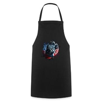 America cat under Moon with American Flag - Kochschürze - Schwarz - Vorne - AI Model Male 185 dark (185cm)
