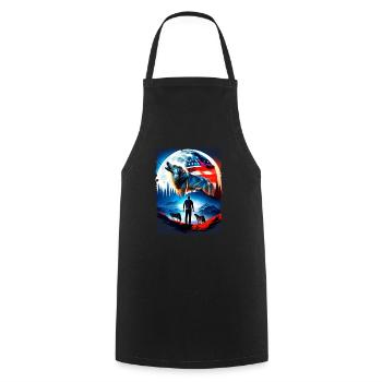 America wolf under Moon with American Flag - Kochschürze - Schwarz - Vorne - AI Model Male 185 dark (185cm)
