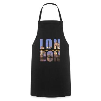 London England Souvenir - Cooking Apron - black - Front - AI Model Male 185 dark (185cm)