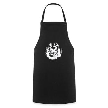 Brennender Knochenschädel Gothic Styl - Kochschürze - Schwarz - Vorne - AI Model Male 185 dark (185cm)